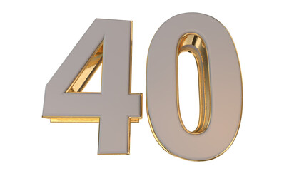 gold 3d number 40