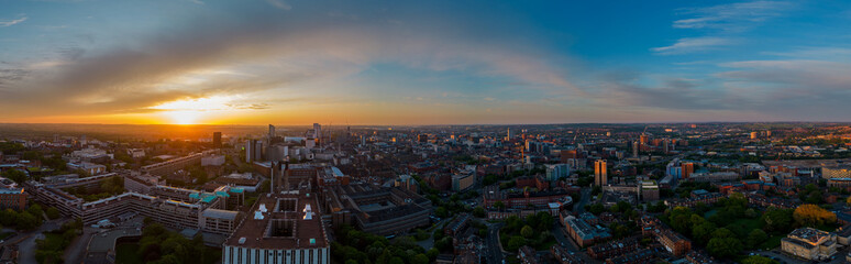 Leeds City Centre, West Yorkshire Drone Aerial at dawn
