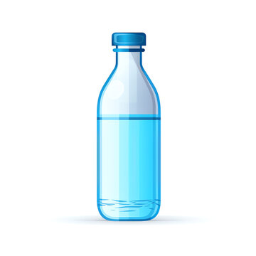 Generative AI Water plastic bottle flat isolated on white background - illustration in flat style, different types of water, food design template