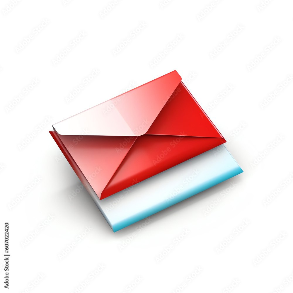 Aufkleber generative ai 3d envelope with letter. new message or inbox, realistic icon isolated on white backgr