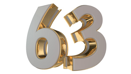 gold 3d number 63
