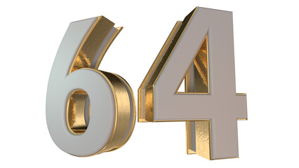 gold 3d number 64