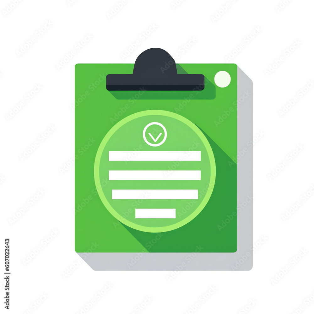 Poster generative ai laptop with a checklist . all green ticks. vector illustration in flat style