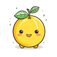 Generative AI Lemon cute character, vector illustration for kids in cartoon style