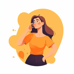 Generative AI Woman shrugging with a curious expression, doubt or question, vector illustration in flat style