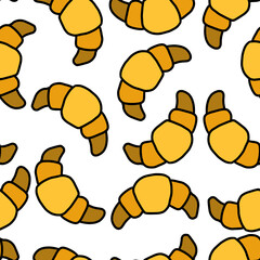 Croissant Seamless Pattern, Fast Food Seamless Pattern, Restaurant background