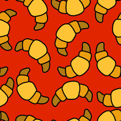 Croissant Seamless Pattern, Fast Food Seamless Pattern, Restaurant background