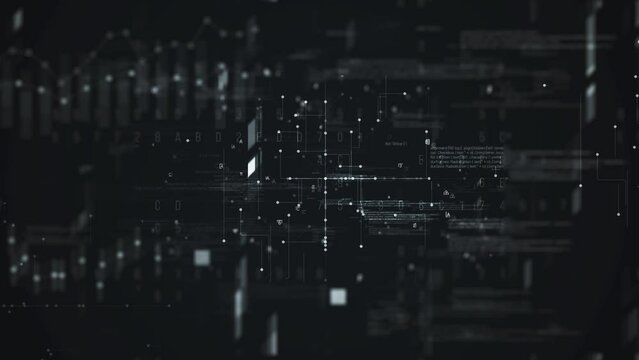 Black Technology Background. Digits Numbers Animation