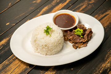 thai rice with fried soft patties