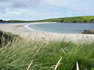 St Ninians beach, a tombolo in the Shetland Islands