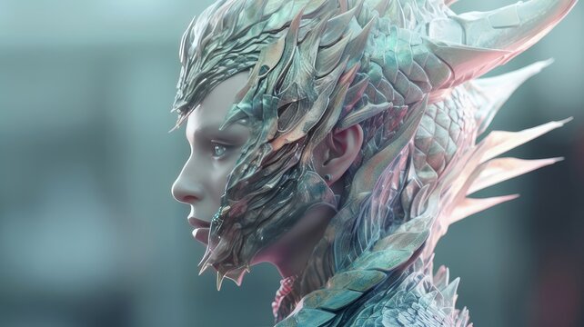 Creature half dragon half human. AI generated. Generative AI