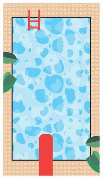 Swimming pool and beach. Summer vector illustration.