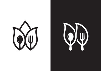 fork and spoon logo design. icon symbol for health restaurant food diet and etc.