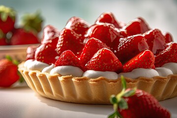 Isolated close-up dood preparation shot of  a tasty strawberry pie