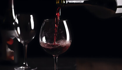 Witness the captivating elegance as deep red wine gracefully cascades into a wine glass, creating a mesmerizing spectacle that indulges the senses. 🍷