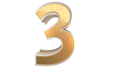 Obraz premium 3d gold number 3