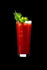 classic bloody mary cocktail isolated on black background. Generative AI