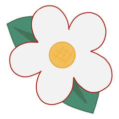 White flower with leaves