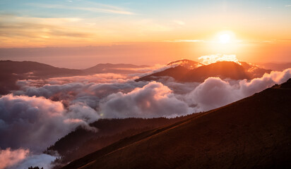 Fototapeta premium sunset over the mountains