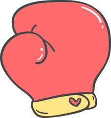 Cute simple red boxing glove hand drawing doodle cartoon outline