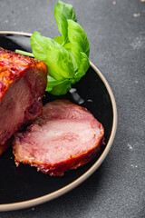 baked pork meat on the bone meal food snack on the table copy space food background rustic top view