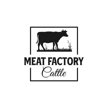 Vintage Farm Cattle Cow Livestock Beef Emblem Label logo design