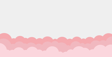 Pink clouds on a white background. Simple clouds banner design. Vector illustration.