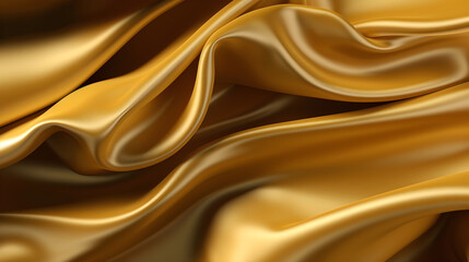 Gold Shiny Luxury Draping Satin Fabric on black background. AI generated