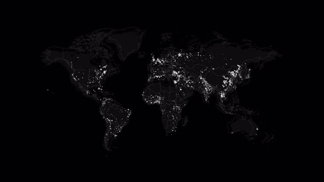 Black World Map with Animation