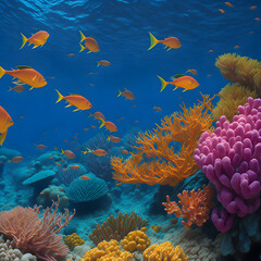 Obraz na płótnie Canvas Enchanting beauty of underwater flora and fauna in a vibrant coral reef ecosystem. Generated AI. 