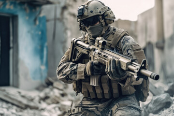 Soldier portrait created with Generative AI technology