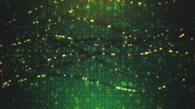 Green Matrix Background with Digits Animation. Network Technology Backdrop