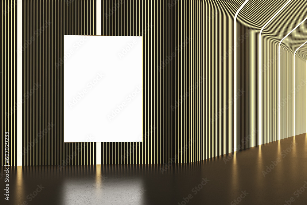 Aufkleber modern futuristic brown corridor with empty white mock up banner, reflections. designs concept. 3d r