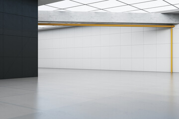 Minimal spacious empty tile interior with mock up place. 3D Rendering.