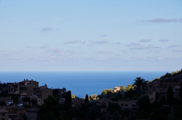 Naklejka na ściany i meble Scene of rocky mountains by the Mediterranean sea in the island of Mallorca Spain