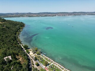Fototapeta na wymiar Aerial view of the Balaton Lake and the forest in Hungary