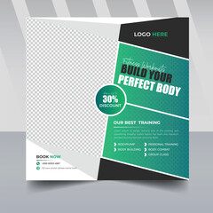 fitness and gym social media post template with green and black color, Workout, fitness and Sports social media post banner