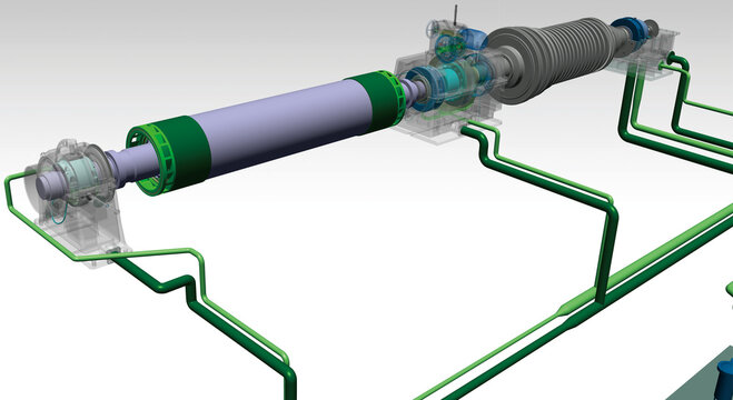 Journal bearing turbine 3D illustration