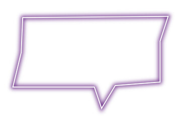Neon chat bubble png. Glowing purple speech bubble on transparent background.