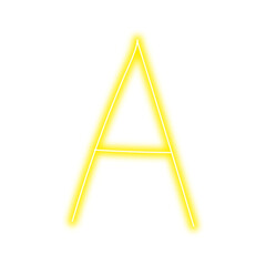 Neon letter A on transparent background