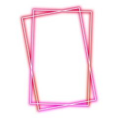 Neon pink frame png. Glowing frame on transparent background.