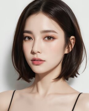 Portrait of beautiful japanese women with white background by generative AI