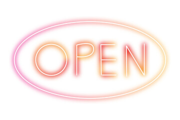 Neon open sign on transparent background