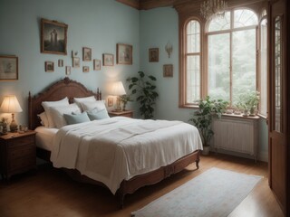 High resolution picture interior design, dreamy sunken bedroom, volume one created with generatve ai, ki