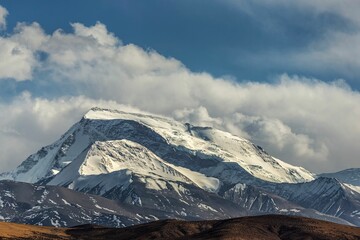 Beautiful shot of the snowy Gurla Mandhata in Taqin County, Ali Prefecture, Tibet, China