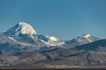 Beautiful shot of the snowy Mount Kailash in Taqin County, Ali Prefecture, Tibet, China