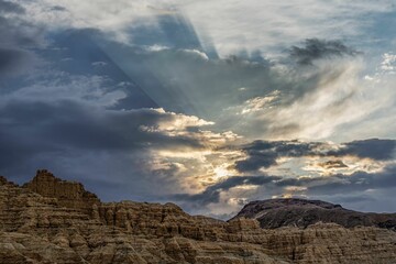 Aerial view of forest landform in Zada during sunset