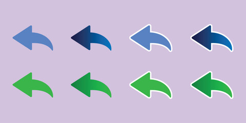 Arrow. A simple image of blue, white, and green colors. Sticker or icon. Vector illustration. With or without a gradient. With or without a white outline. Web interface icon.