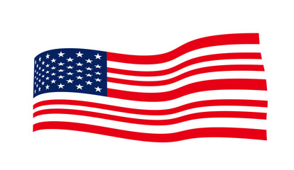 Waving USA Flag Vector for brochure, web, poster, magazine, icon, button, logo and banner. Waving American Flag Vector - symbol United States of America. US Flag Vector ribbon