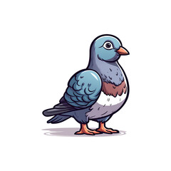 Feathered Charm: Adorable 2D Pigeon Illustration